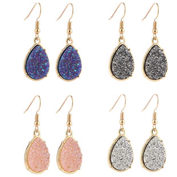 🔴 $8 CLEARANCE Druzy Stone Drop Dangle Earrings - Picture 3 of 6